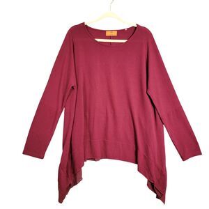 PATRIZIA LUCA Burgundy Red Artsy Layered Handkerchief Hem Tunic Top SIZE 1X